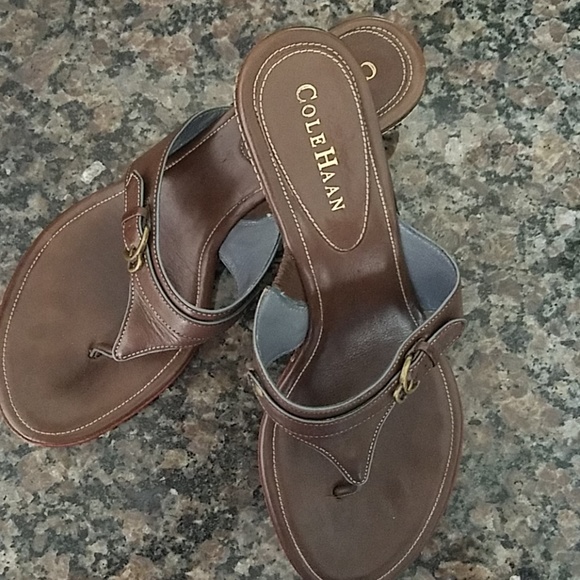 Cole Haan Brown Kitten Heel Sandles - Picture 6 of 7